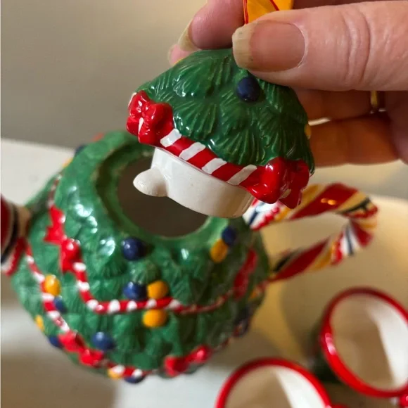 Vintage Retired Department 56 Christmas Tea "O Christmas Tree" Tea Set - Picture 9 of 16